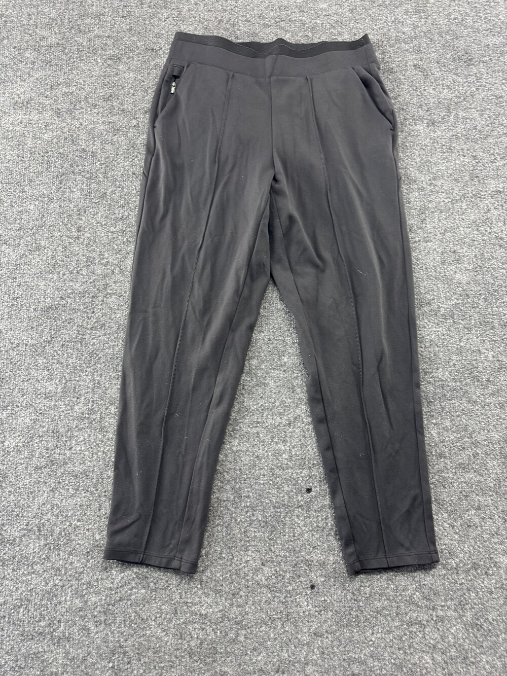 Athleta Venice Pintuck Pants Womens XS Black Ankle Tapered Zip Pockets Travel